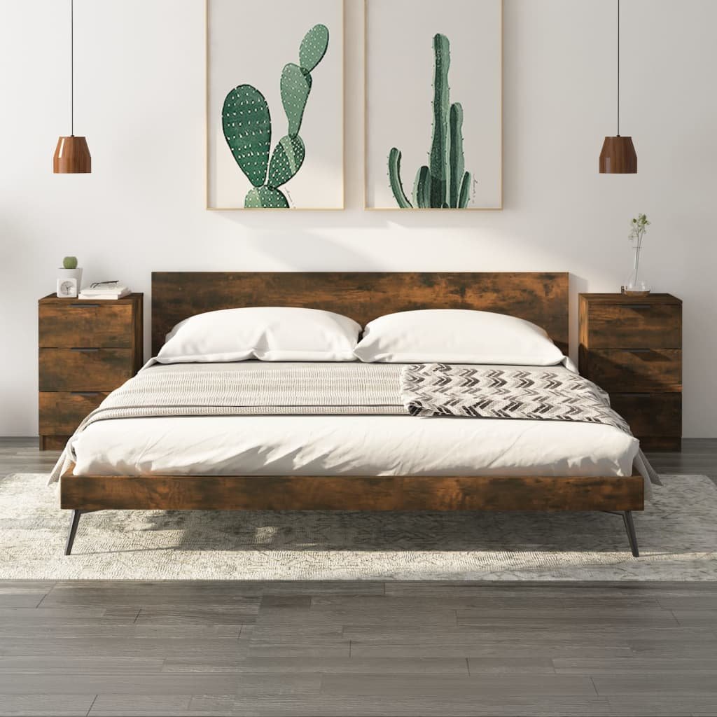 vidaXL Sängbord 2 st rökfärgad ek 40x36x65 cm