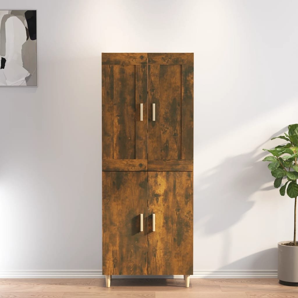 vidaXL Högskåp rökfärgad ek 70x34x180 cm konstruerat trä