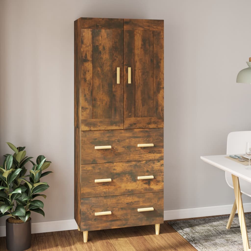 vidaXL Högskåp rökfärgad ek konstruerat trä