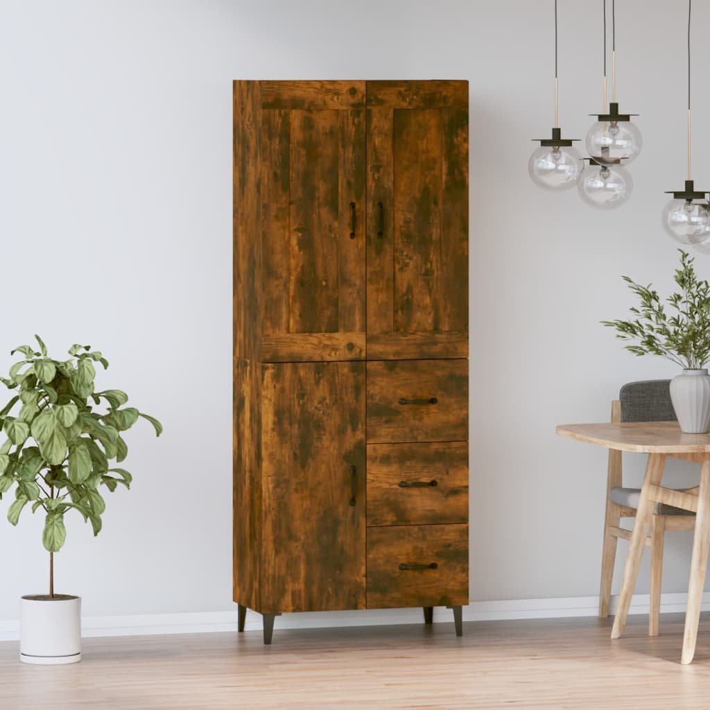 vidaXL Högskåp rökfärgad ek konstruerat trä