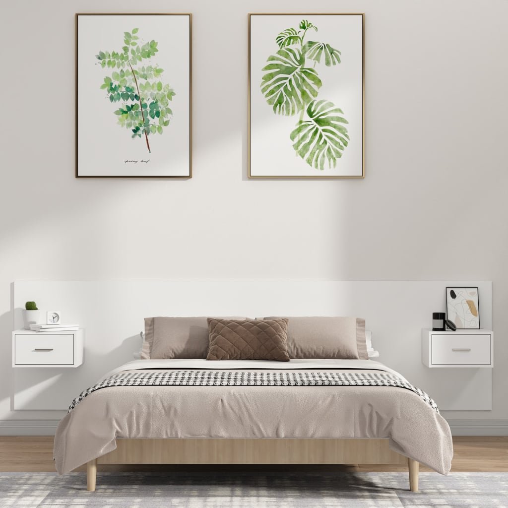 vidaXL Sänggavel med lådor vit konstruerat trä