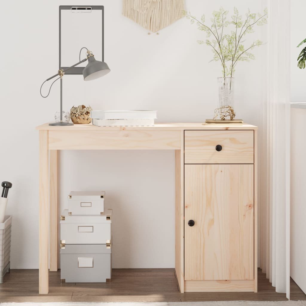 vidaXL Skrivbord 100x50x75 cm massiv furu