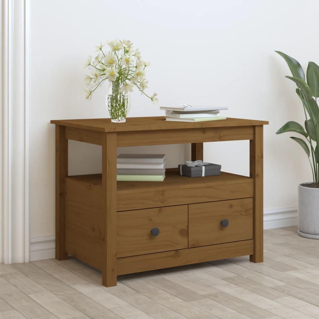 vidaXL Soffbord honungsbrun 71x49x55cm massiv furu