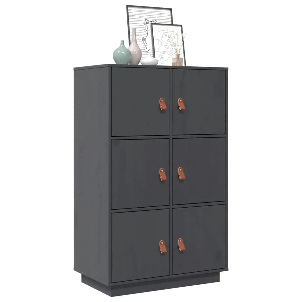 vidaXL Skåp grå 67x40x108,5 cm massiv furu