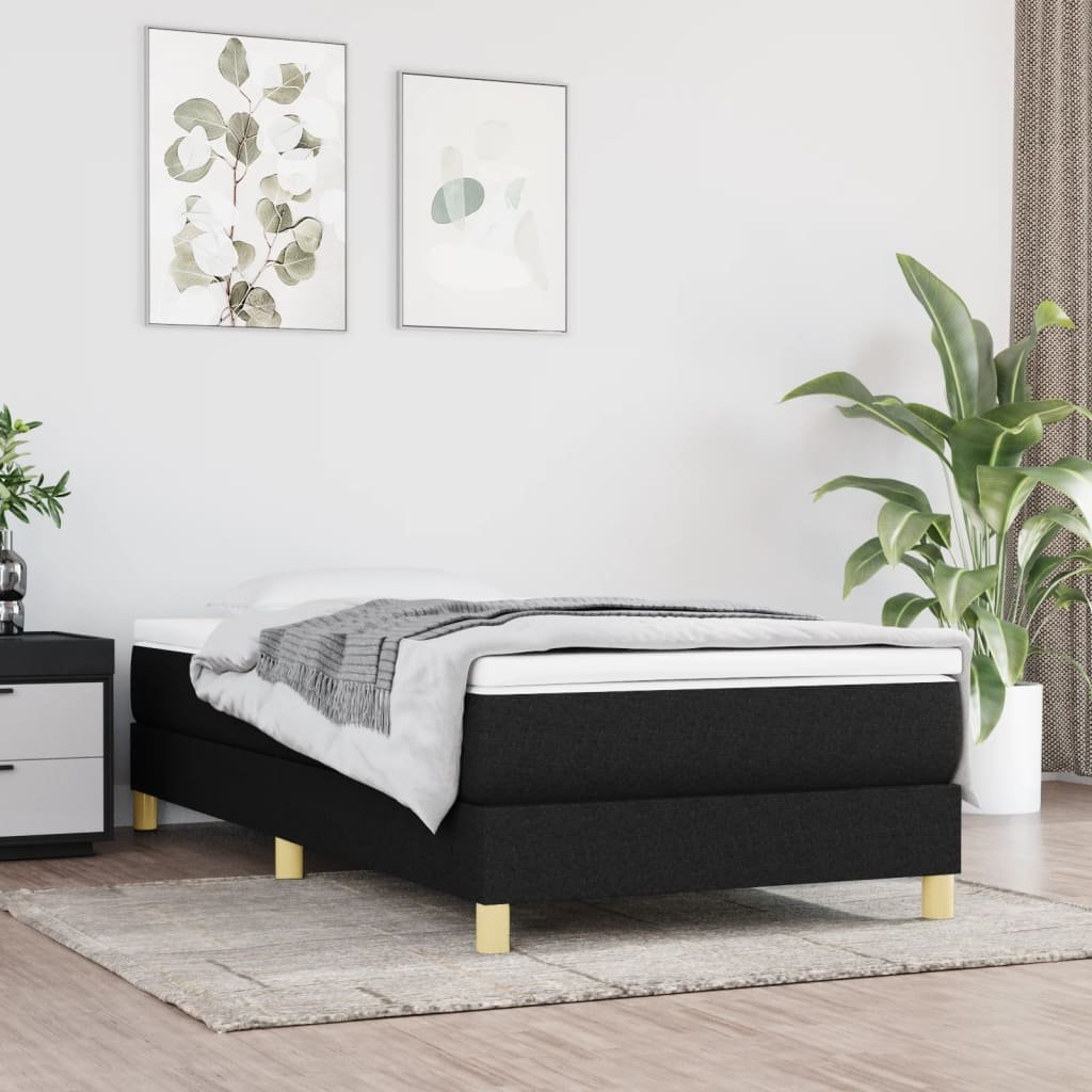 vidaXL Boxspring-sängram svart 90x190 cm tyg