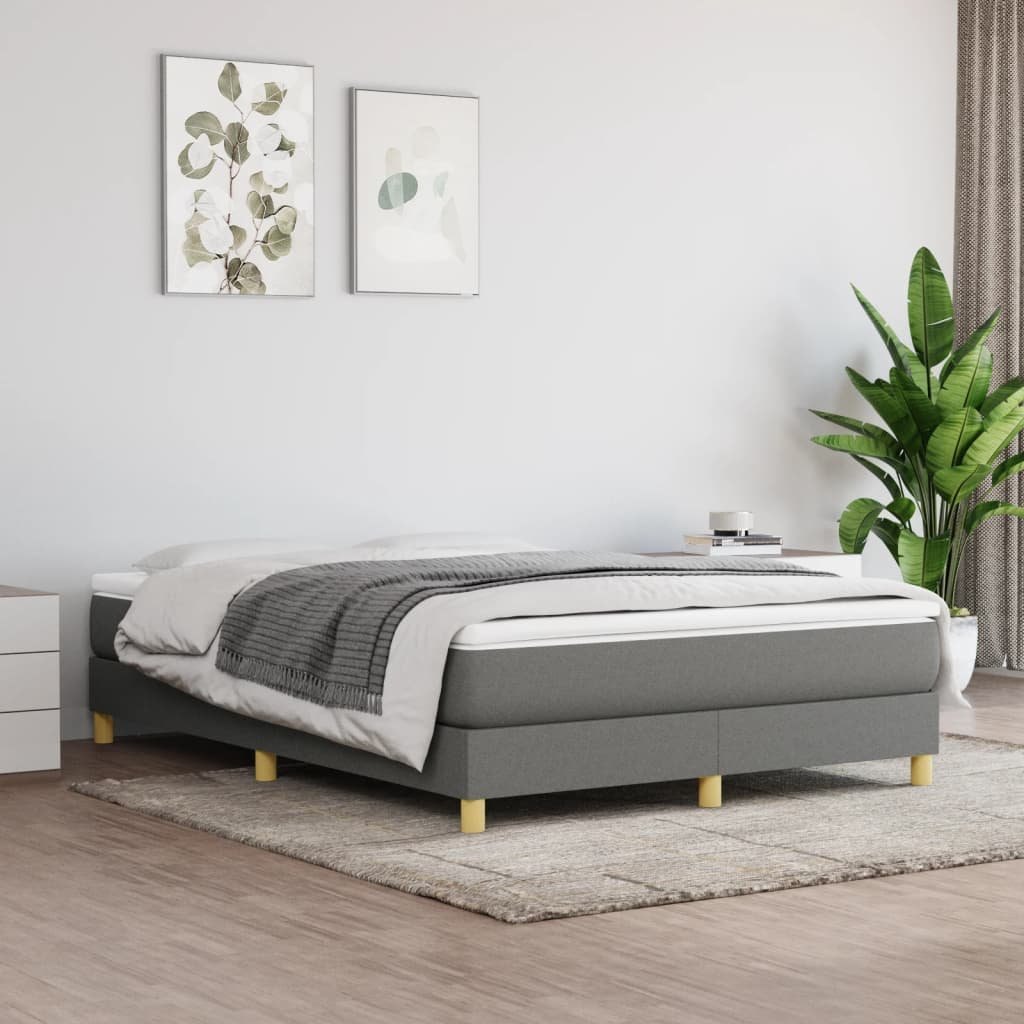 vidaXL Boxspring-sängram mörkgrå 140x190 cm tyg