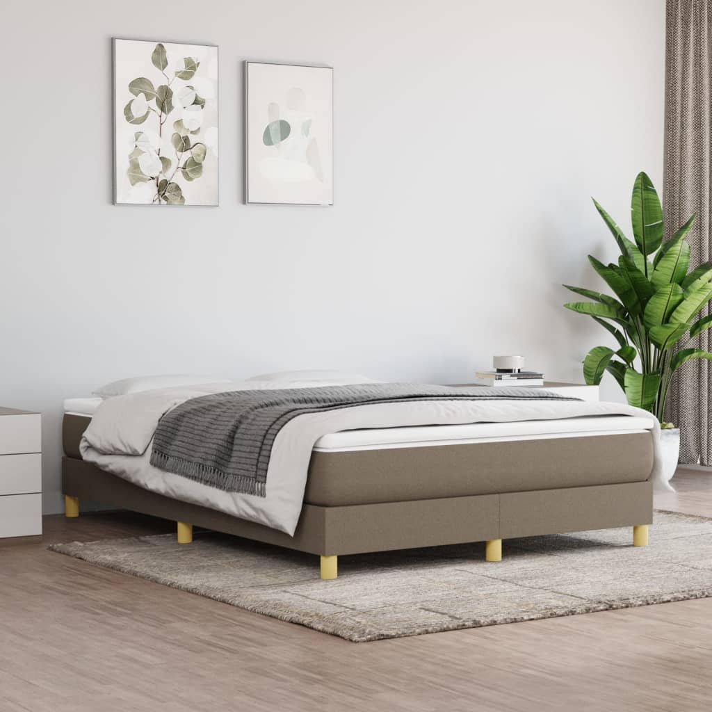 vidaXL Boxspring-sängram taupe 140x190 cm tyg