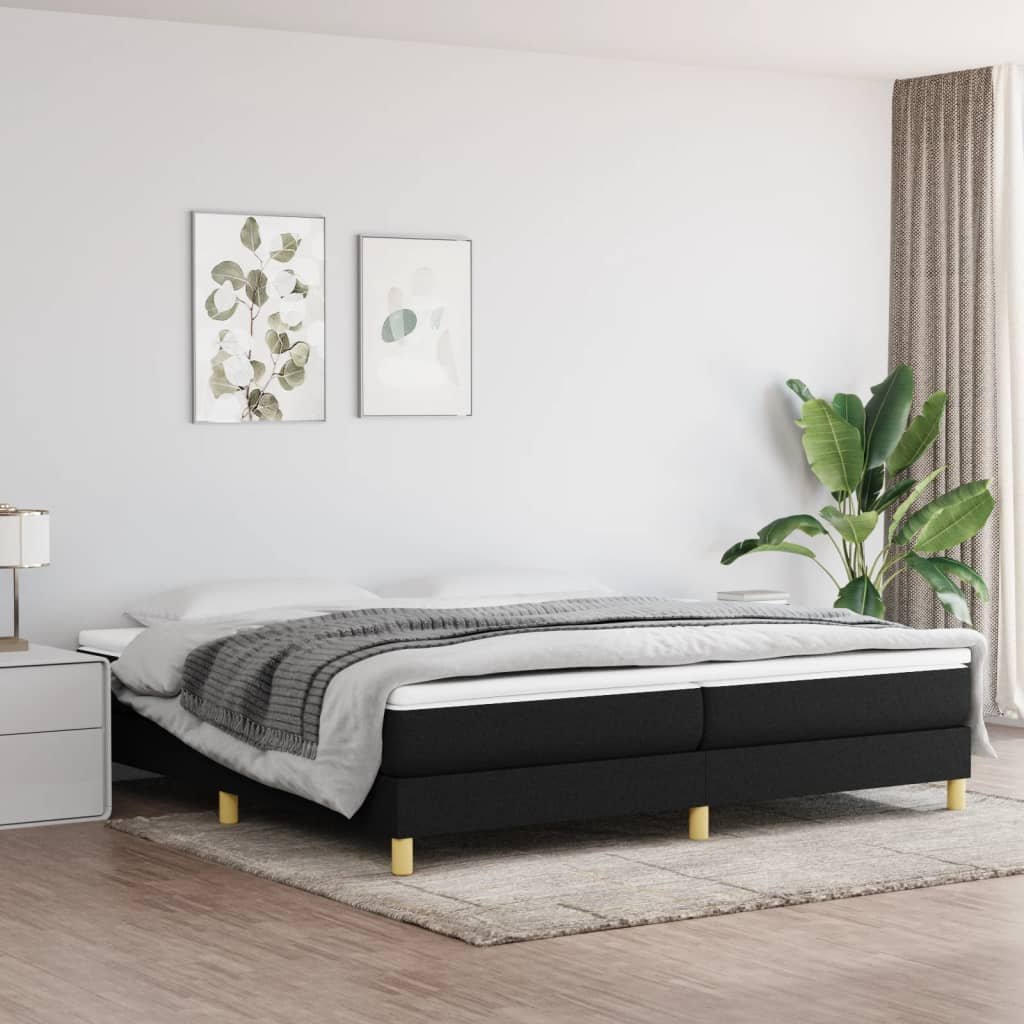 vidaXL Boxspring-sängram svart 200x200 cm tyg