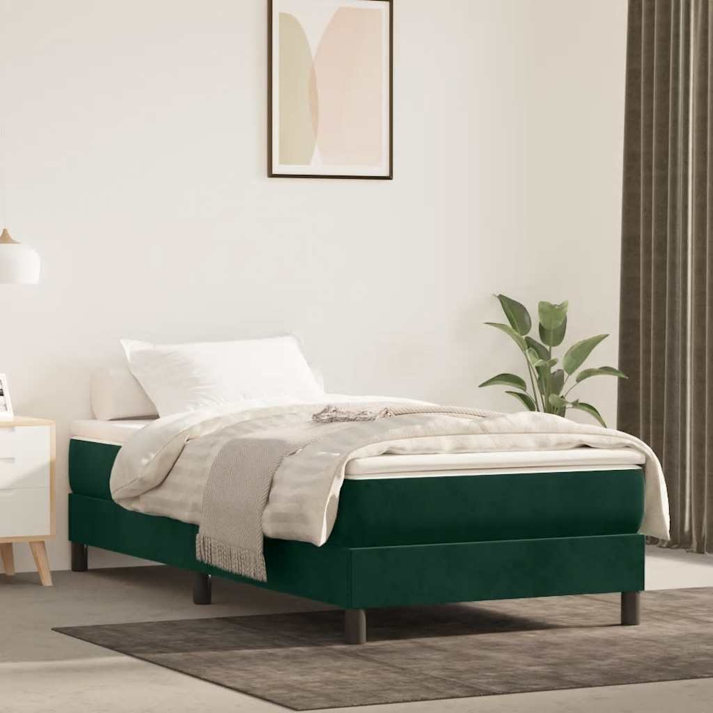 vidaXL Boxspring-sängram mörkgrön 100x200 cm sammet