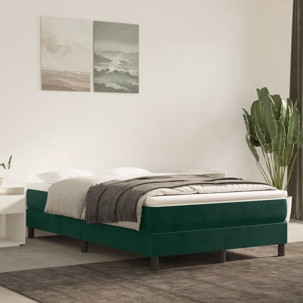 vidaXL Boxspring-sängram mörkgrön 120x200 cm sammet