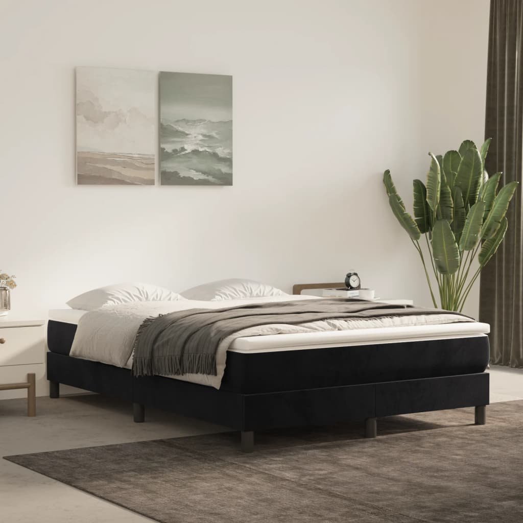 vidaXL Boxspring-sängram svart 140x200 cm sammet