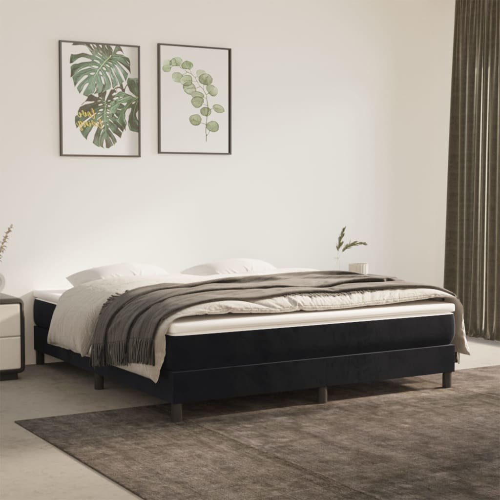vidaXL Boxspring-sängram svart 160x200 cm sammet