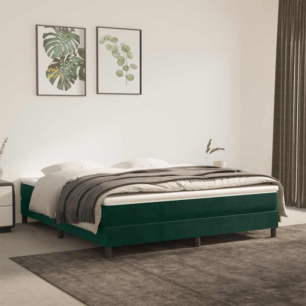 vidaXL Boxspring-sängram mörkgrön 160x200 cm sammet