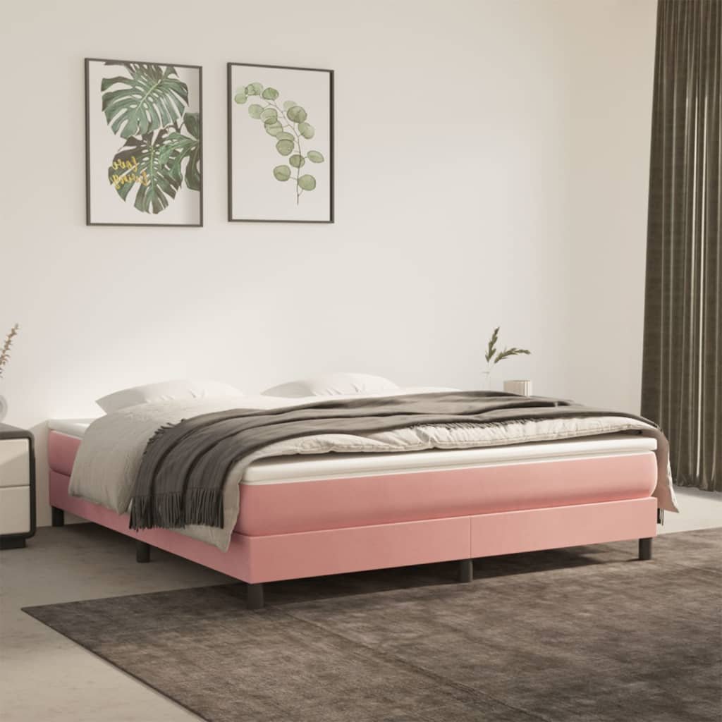 vidaXL Boxspring-sängram rosa 160x200 cm sammet