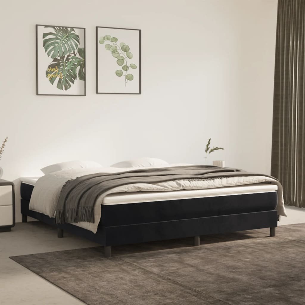 vidaXL Boxspring-sängram svart 180x200 cm sammet