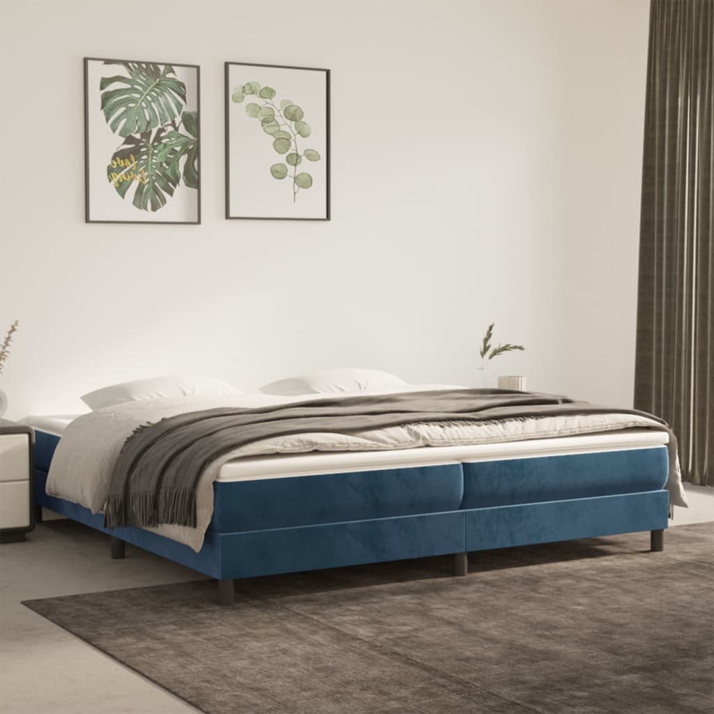 vidaXL Boxspring-sängram mörkblå 200x200 cm sammet