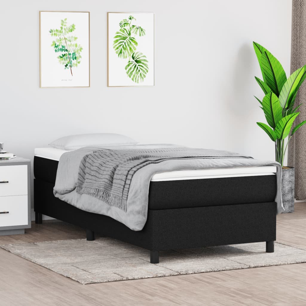 vidaXL Boxspring-sängram svart 90x190cm tyg