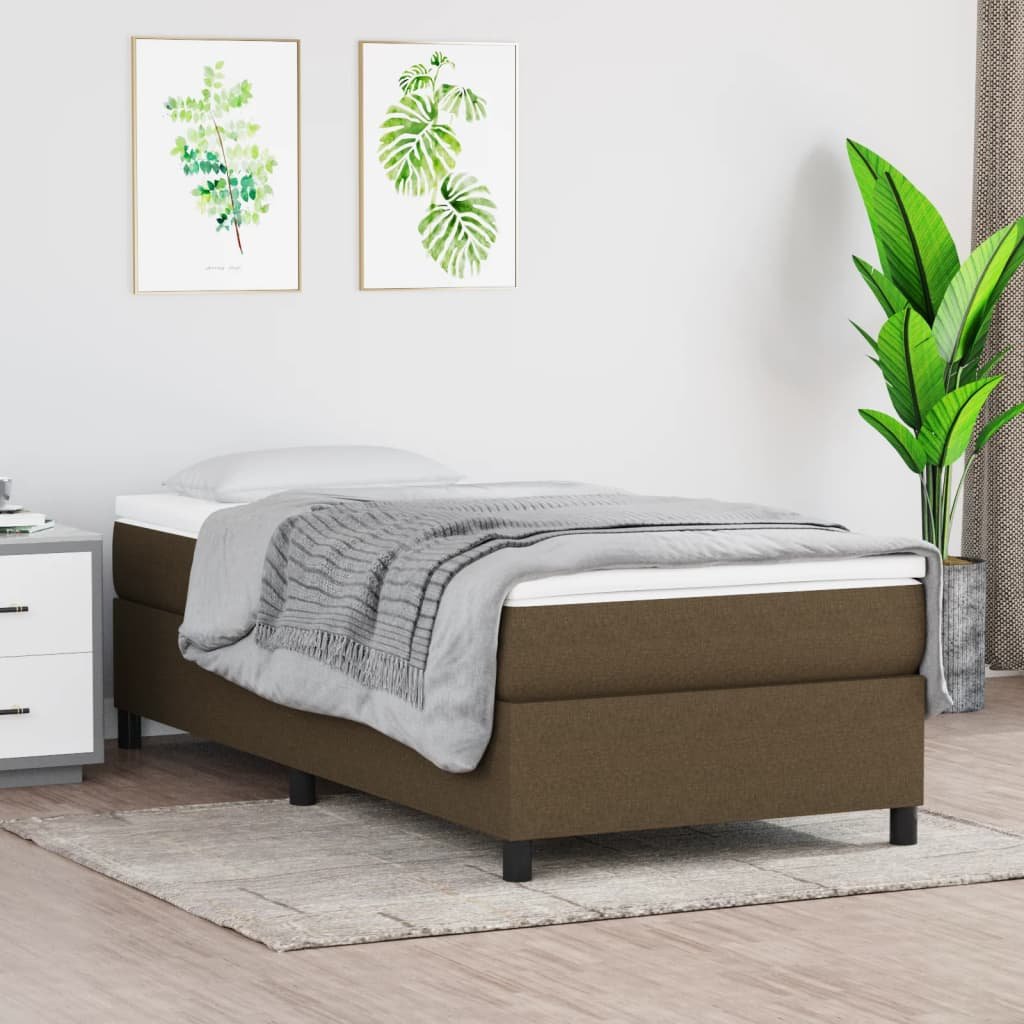 vidaXL Boxspring-sängram mörkbrun 90x190 cm tyg