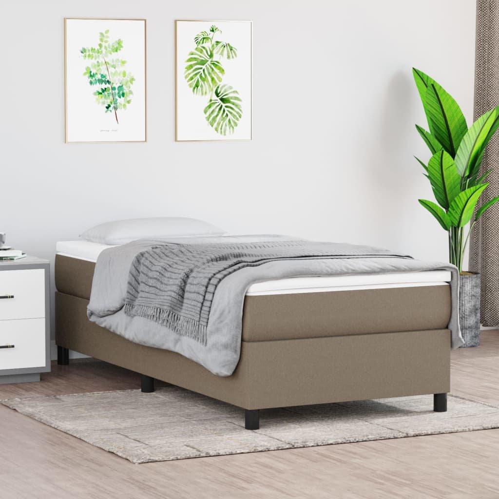 vidaXL Boxspring-sängram taupe 100x200 cm tyg