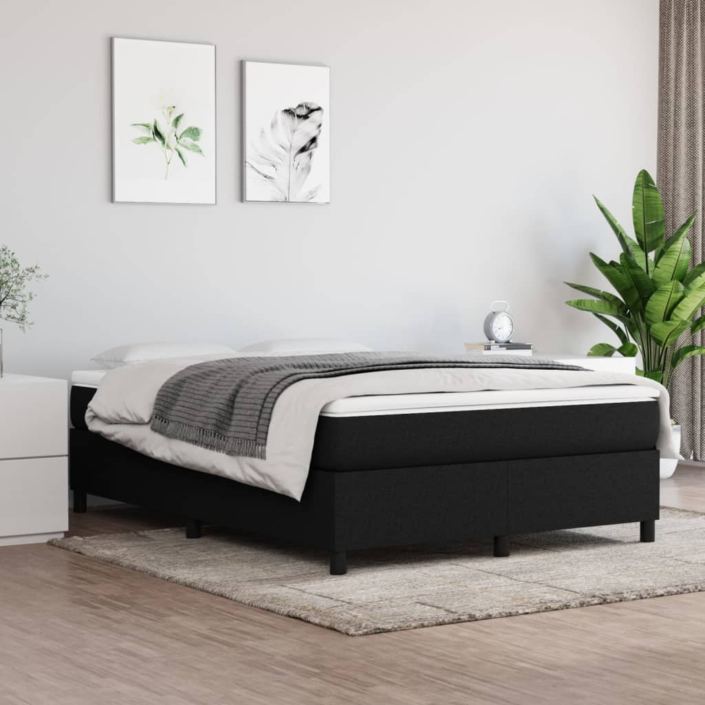 vidaXL Boxspring-sängram svart 140x200 cm tyg