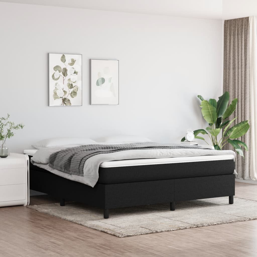 vidaXL Boxspring-sängram svart 160x200 cm tyg