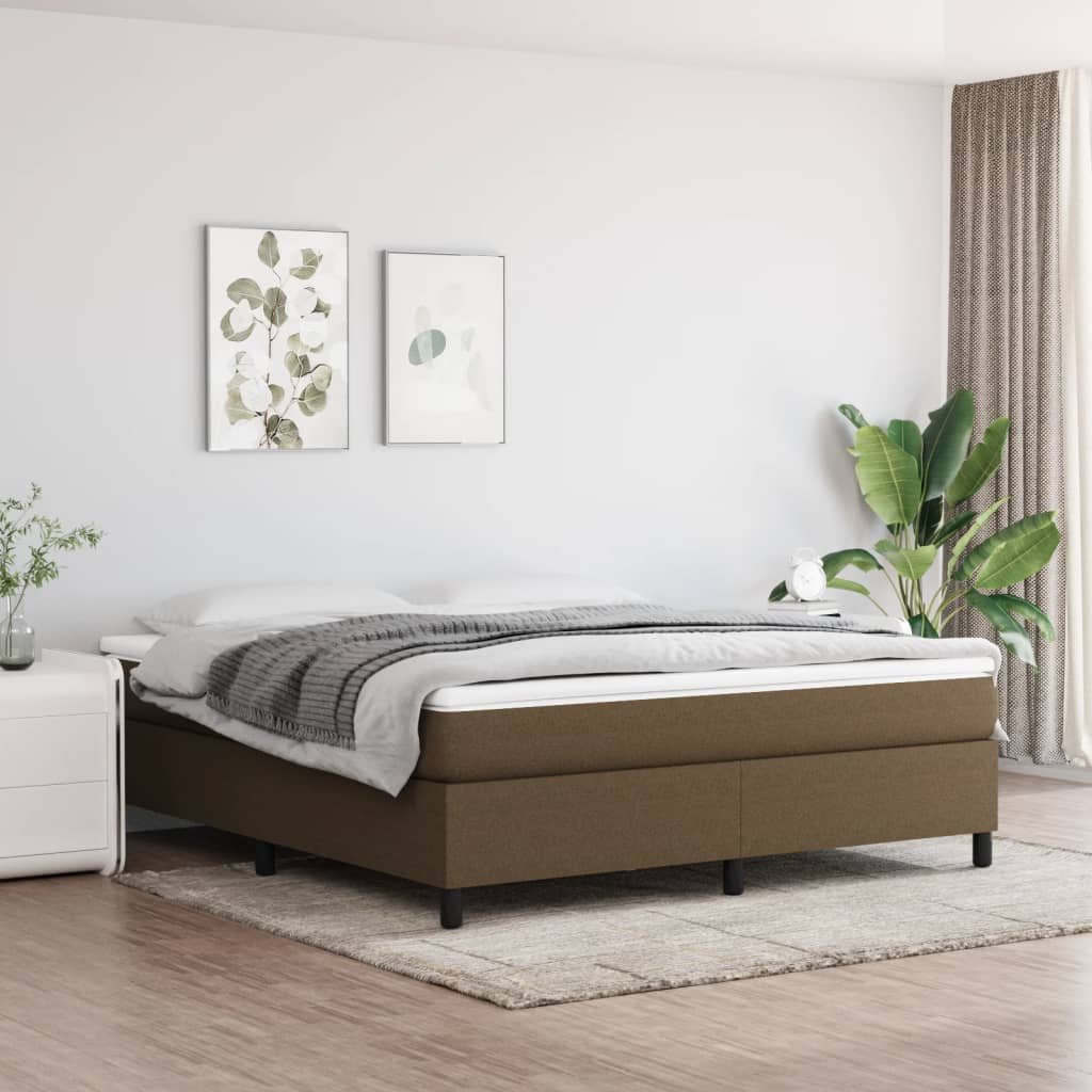 vidaXL Boxspring-sängram mörkbrun 160x200 cm tyg