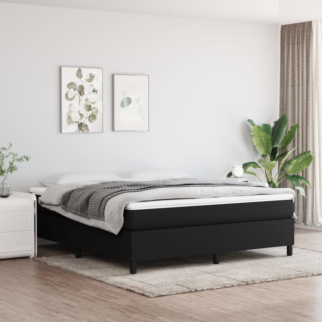 vidaXL Boxspring-sängram svart 180x200 cm tyg