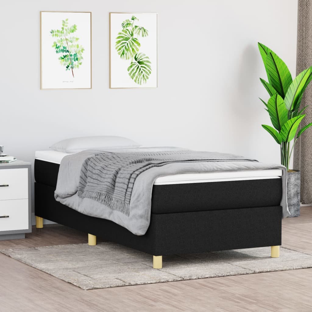 vidaXL Boxspring-sängram svart 90x190 cm tyg