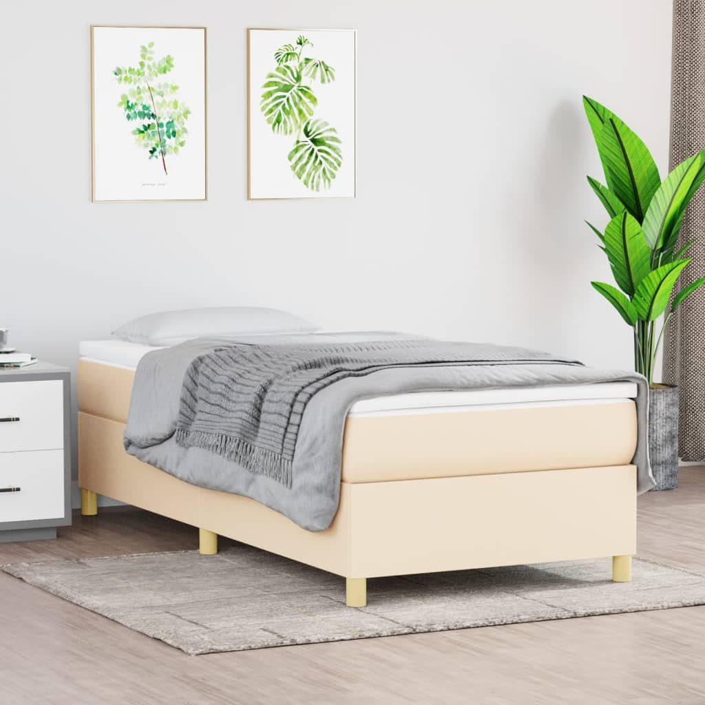 vidaXL Boxspring-sängram cremefärgad 90x200 cm tyg