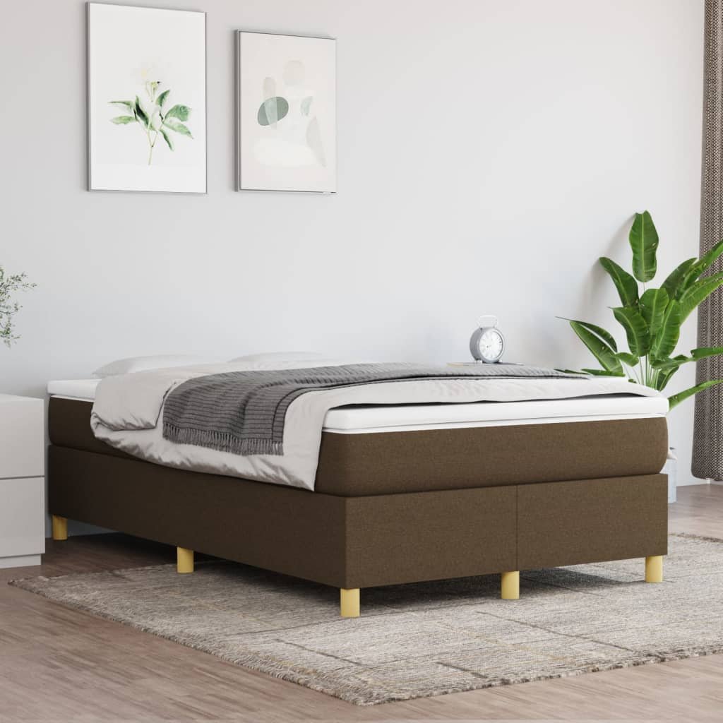 vidaXL Boxspring-sängram mörkbrun 120x200 cm tyg