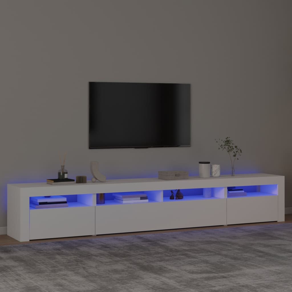 vidaXL Tv-bänk med LED-belysning vit 240x35x40 cm