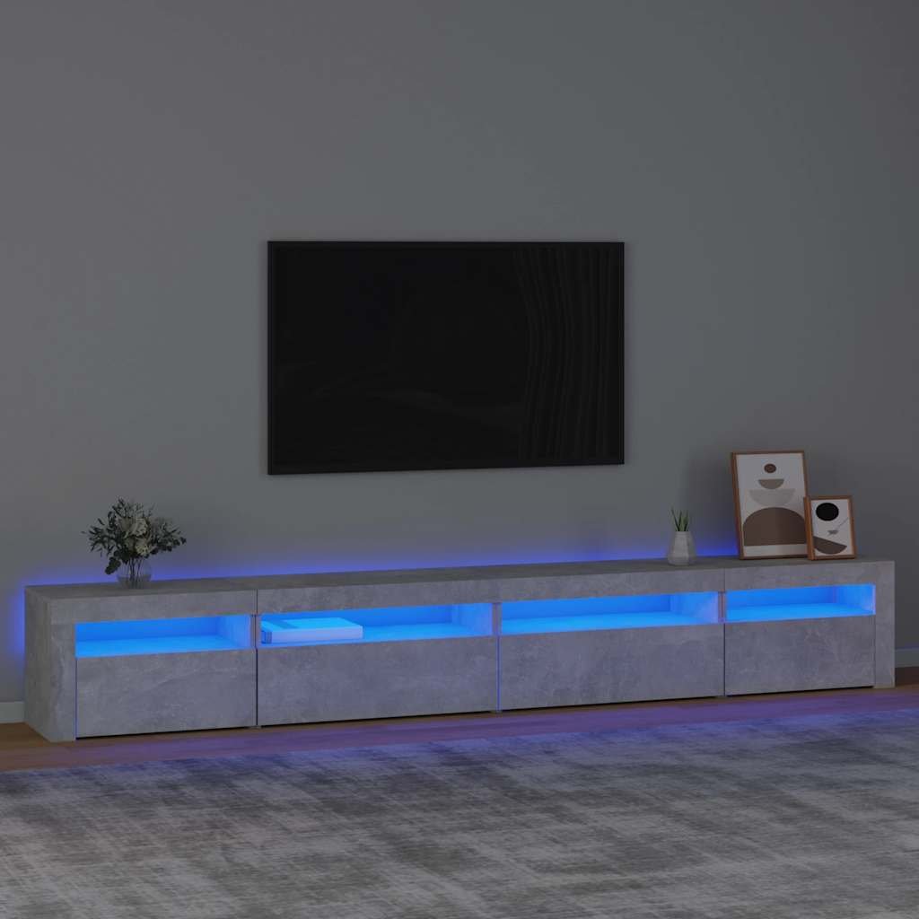 vidaXL Tv-bänk med LED-belysning betonggrå 270x35x40 cm