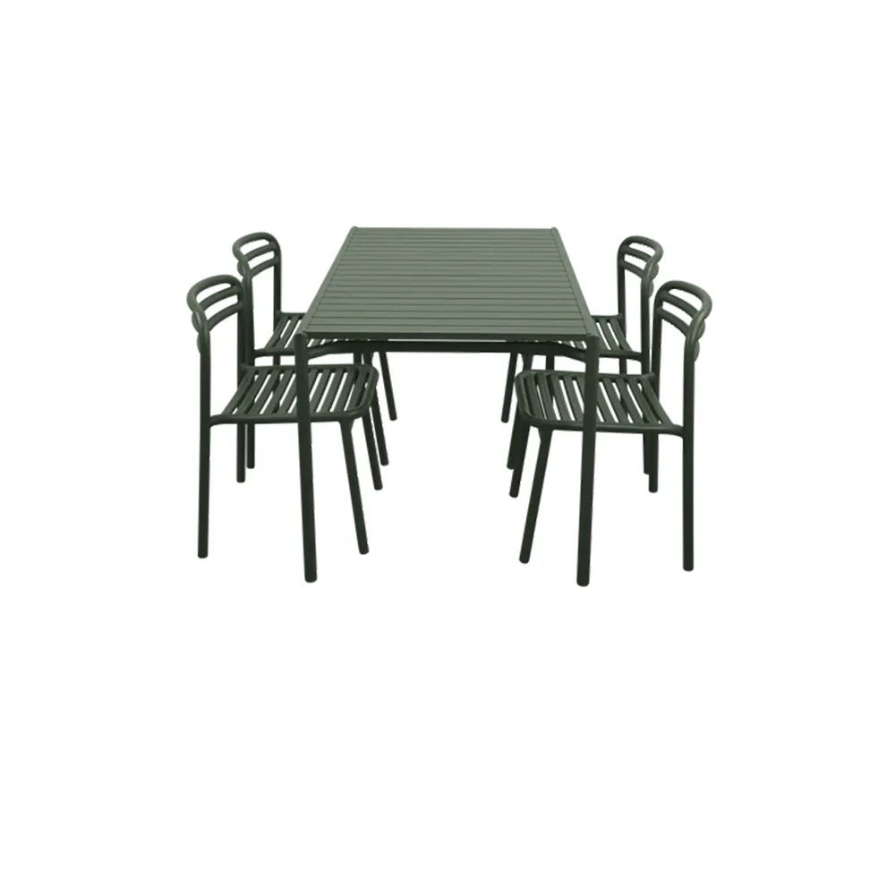 Cane-line, Bliss matbord inkl.fyra stolar- Dark green aluminium