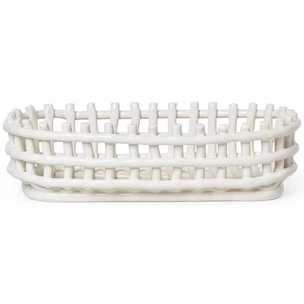Ferm Living, Ceramic Flätad korg - Oval - Off-White