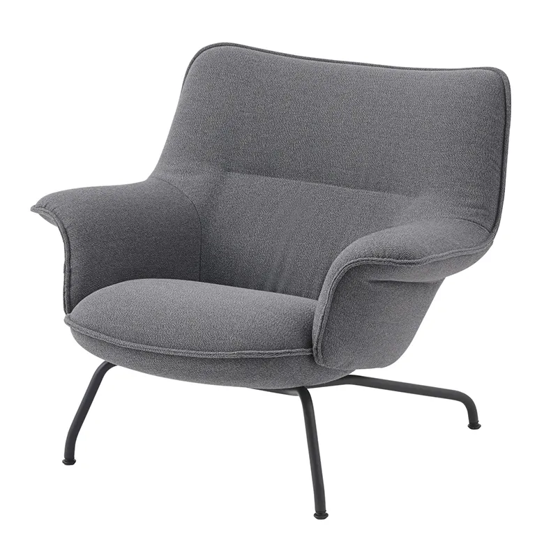Muuto, Doze Lounge Chair Low Back Tube Base - Ocean 80 Anthracite