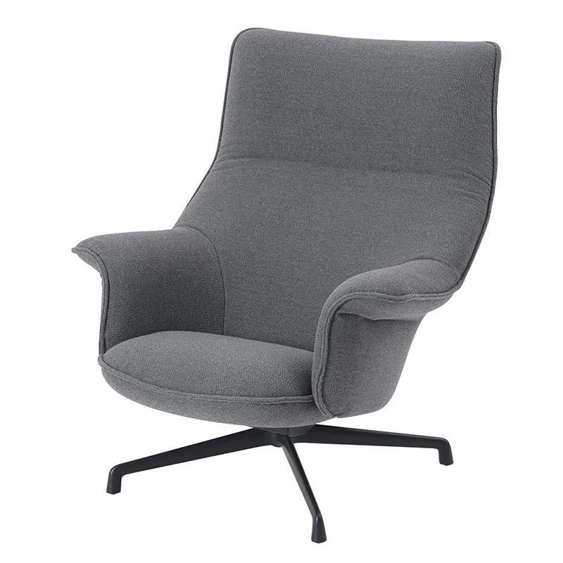Muuto, Doze Lounge Chair High Back Swivel Base - Ocean 80 Anthracite Black
