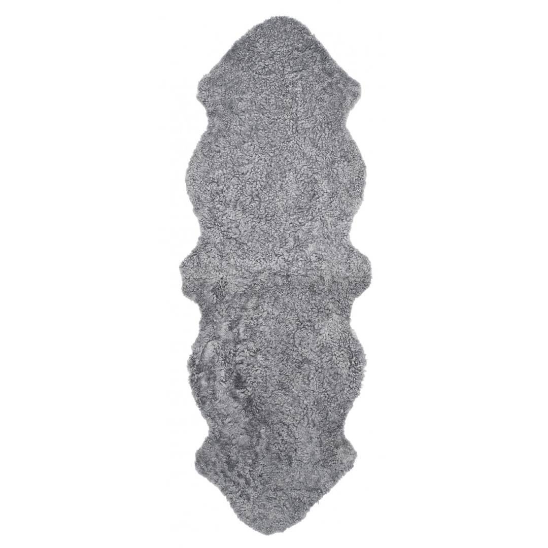 Skinnwille, Curly Rug 2-set 180x55cm Charcoal Grey Silver