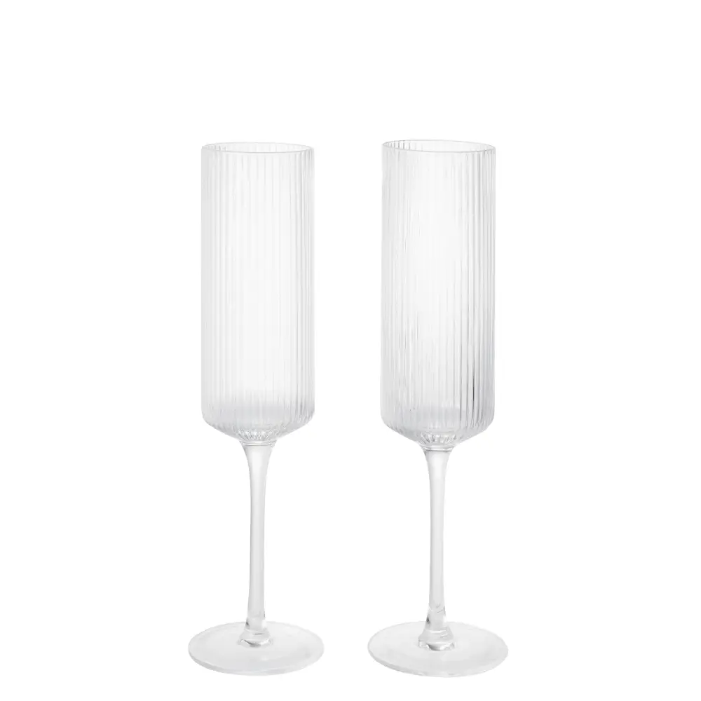 Ferm Living, Champagneglas 2-pack Ripple Clear