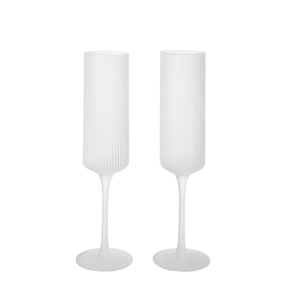 Ferm Living, Champagneglas 2-pack Ripple Frosted