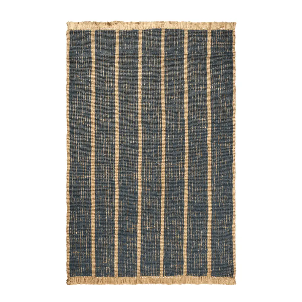 Ferm Living, Athens Handvävd Jutematta 200x300 cm - Natural/Ink Blue