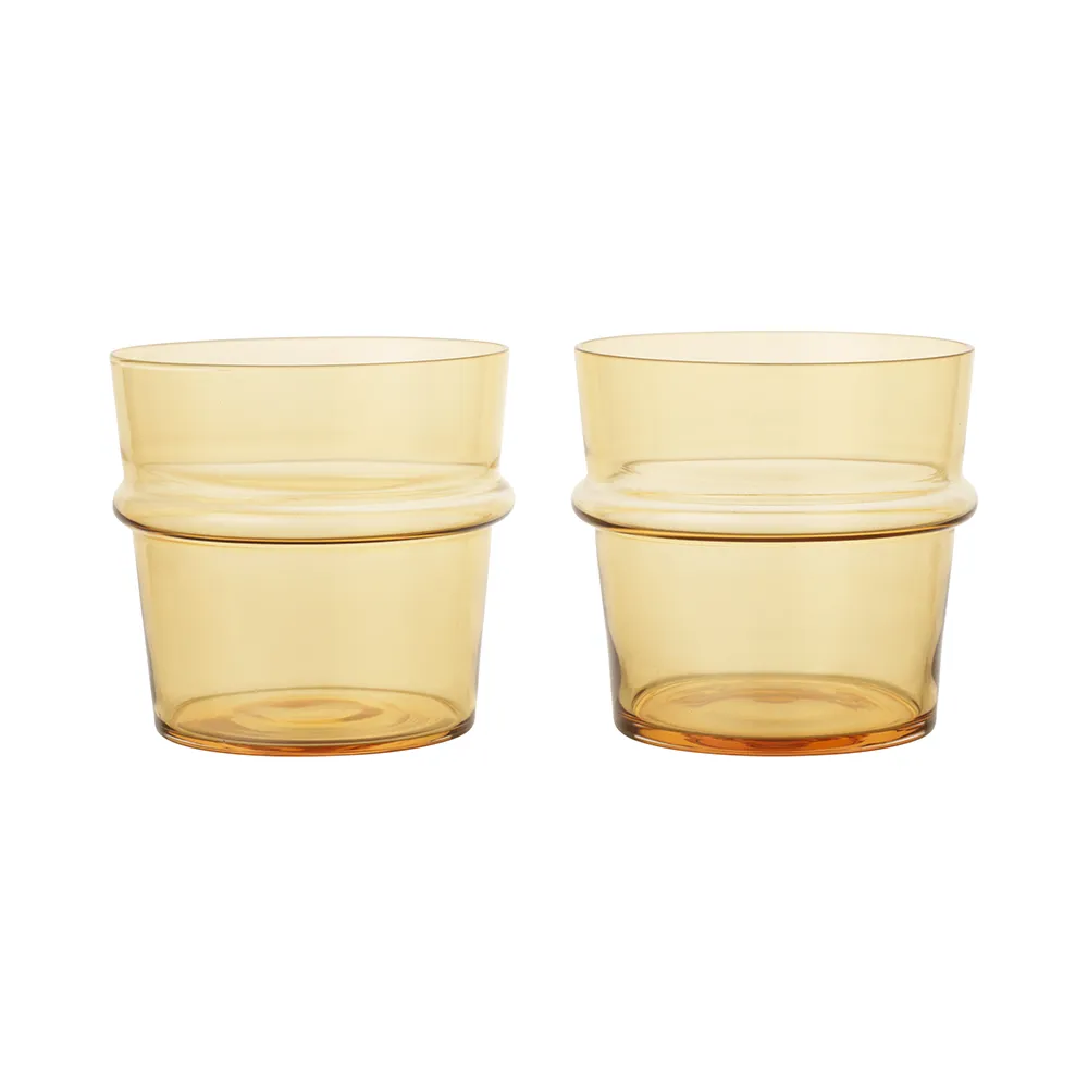Ferm Living, Boya Lågt dricksglas 2-pack - Yellow