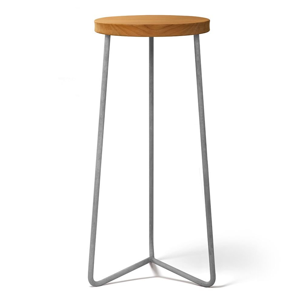 Grythyttan Stålmöbler, Pall V1 63 Obehandlad Teak / Varmförzinkat Stativ