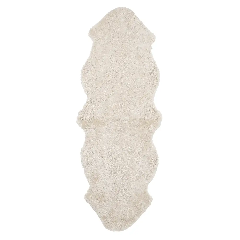 Skinnwille, Curly Fårskinn dubbelt 60x180 cm Beige moonlight