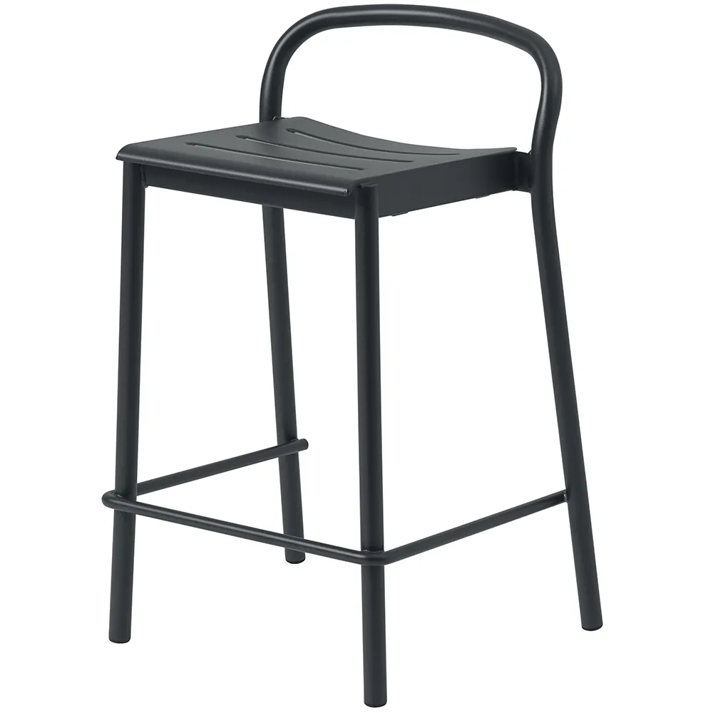 Muuto, Linear Steel Låg Barstol Anthracite Black