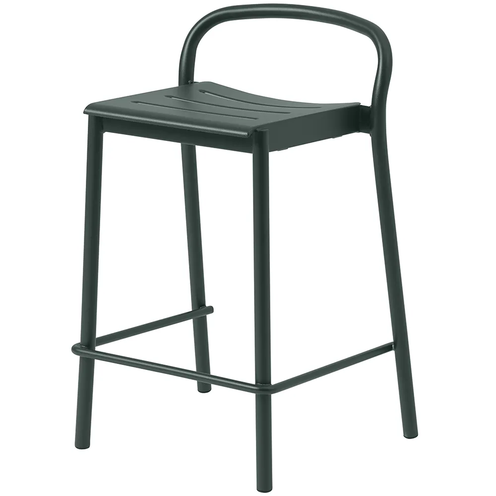 Muuto, Linear Steel Låg Barstol Dark Green
