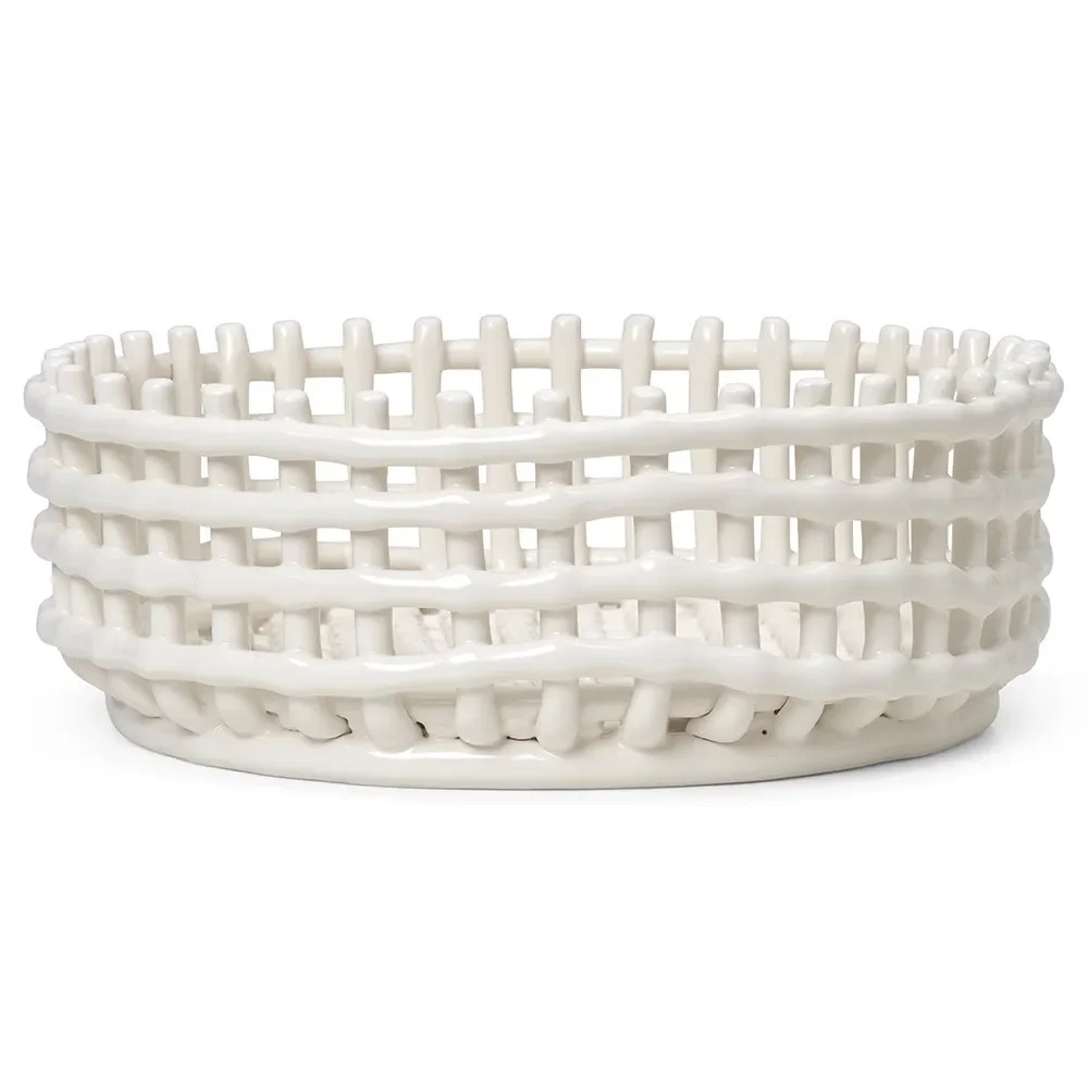 Ferm Living, Ceramic Flätad skål Off-white