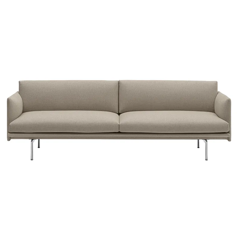 Muuto, Outline Sofa 3-Seater - Polished Aluminum Base - Ecriture 240 Polished