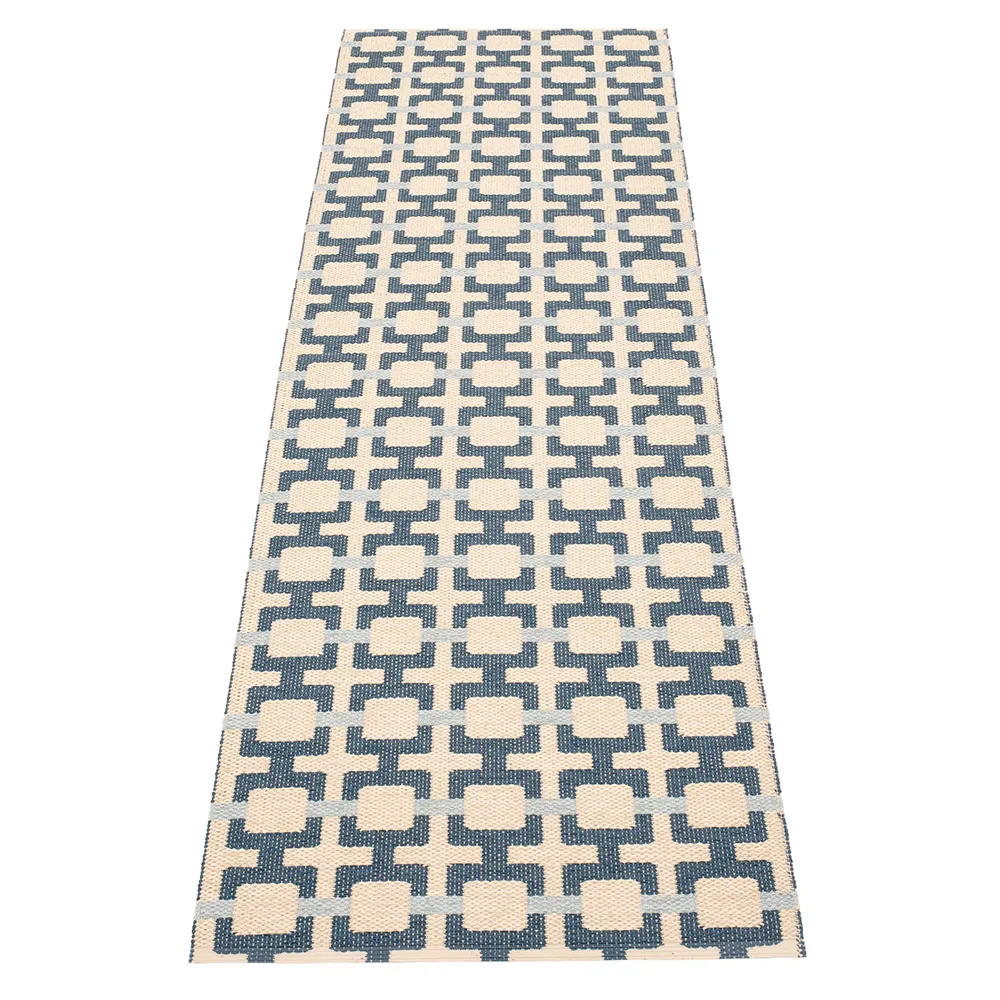 Pappelina, Tom matta Ocean Blue/Cream/Blue Fog 70 x 240 cm