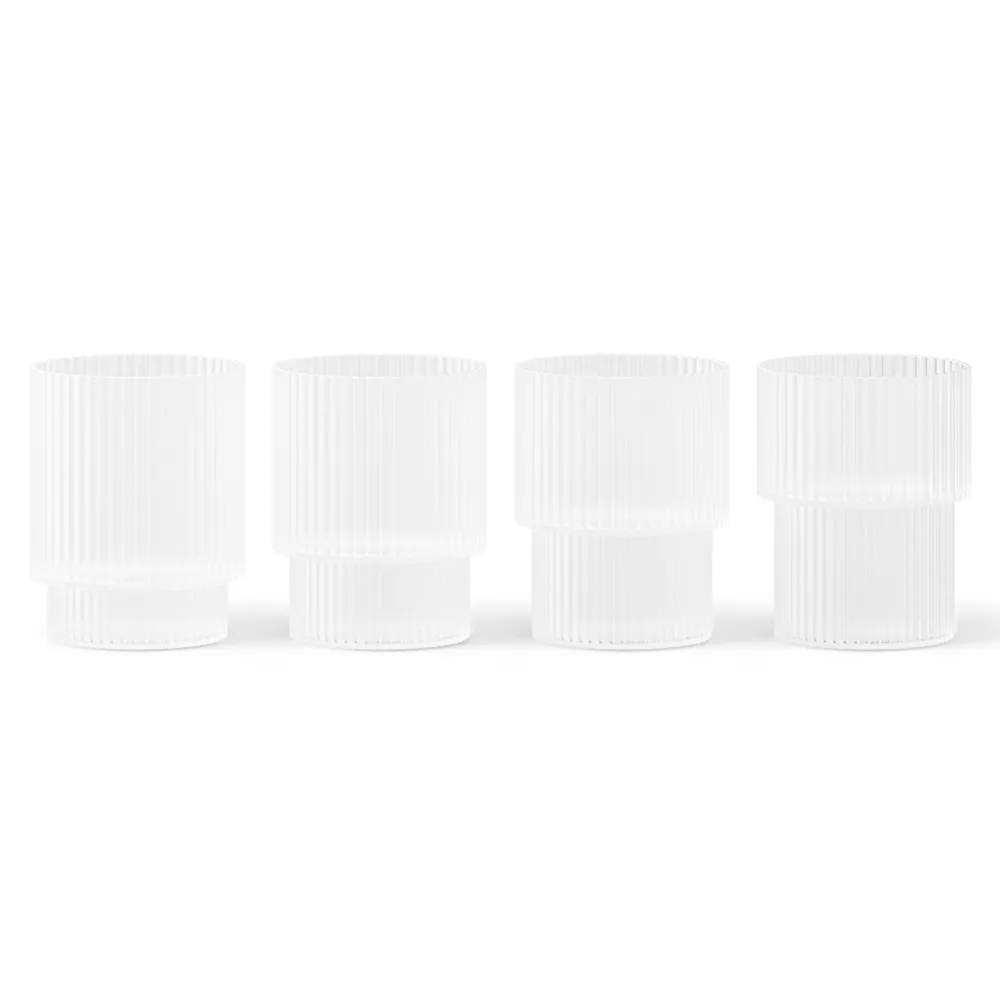 Ferm Living, Ripple Små Glas 4-pack - Frosted