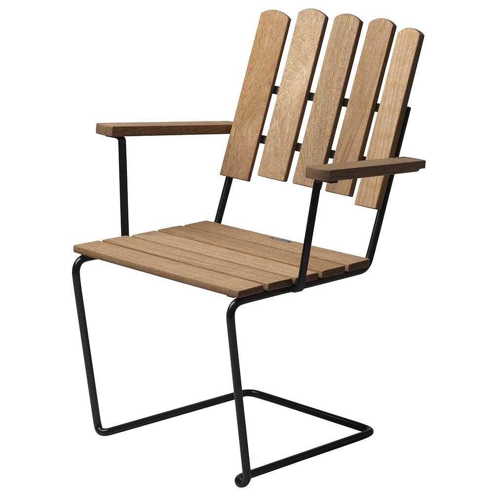 Grythyttan Stålmöbler, A2 Fåtölj Oljad Ek/Mörkgrönt Stativ